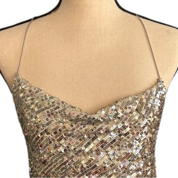 NWT ZARA Silver Mini Sequin Dress - Picture 3 of 8